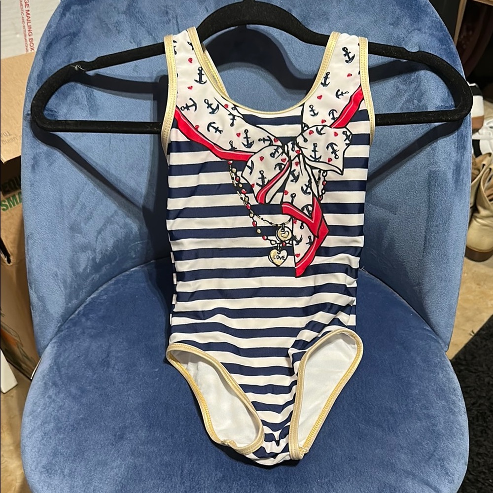 Jantzen Blue and White Striped Swimsuit